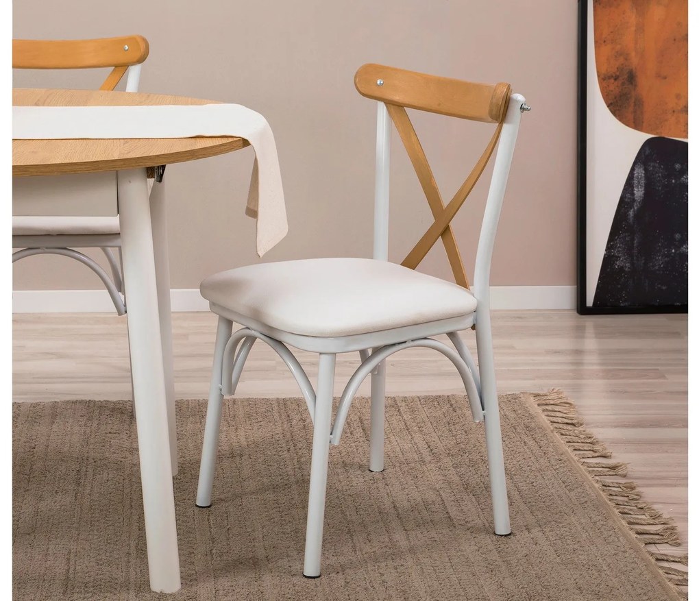 Conjunto de Mesa de Jantar Extensível Oliver – Carvalho e Branco – Mes
