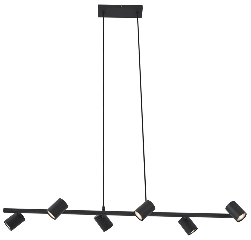 Candeeiro suspenso moderno preto com 6 luzes - Jeana Straight Moderno