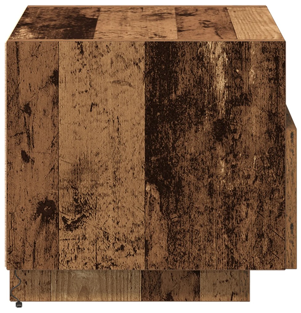 Camas de cabeceira vidaXL com luzes LED 2 pcs Madeira antiga 40x39x37