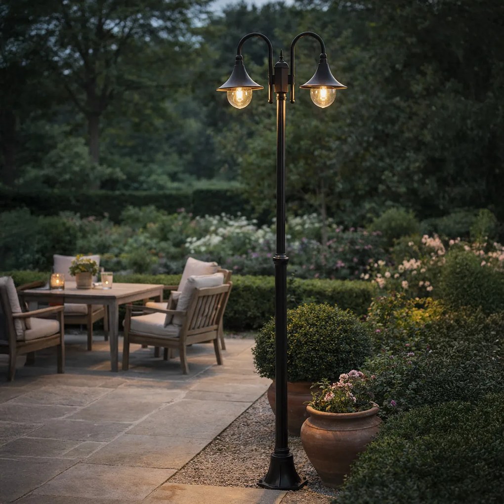 Lanterna de exterior clássica preta 200cm IP44 - Daphne