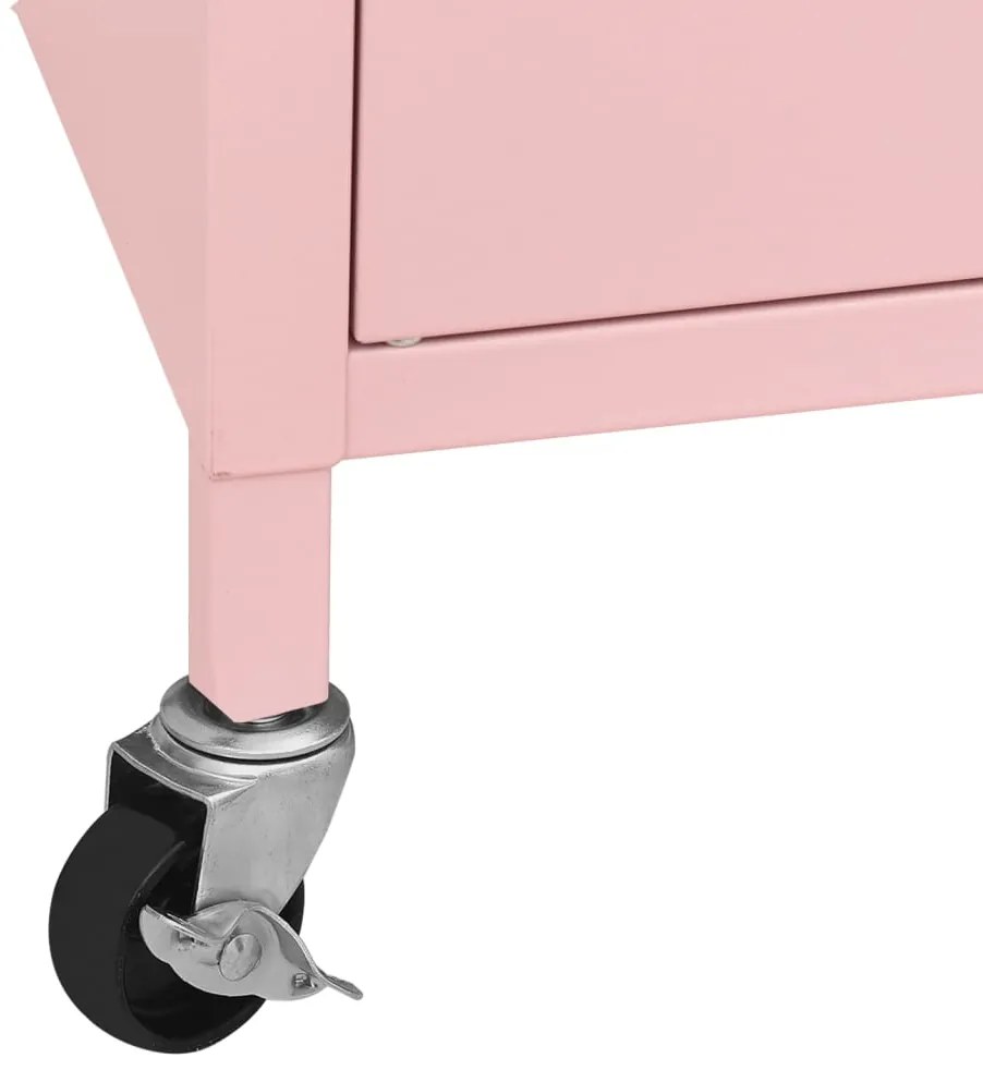 Armário de arrumação aço 60x35x56 cm rosa