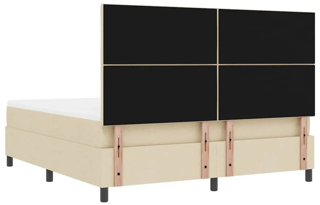 Cama com Estrutura Box com Colchão e Banco Creme 180x200 cm Tecido