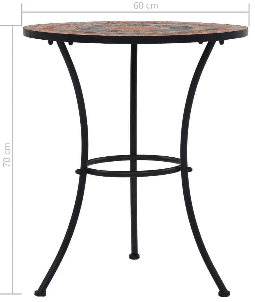 Mesa bistrô em mosaico 60 cm cerâmica laranja/cinzento