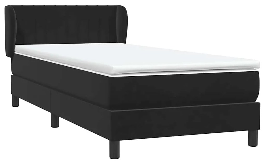 Cama com molas/colchão 80x220 cm veludo preto