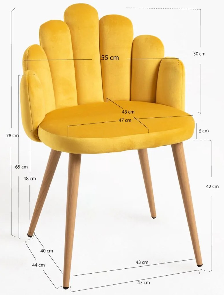 Cadeira Hand Veludo - Amarelo