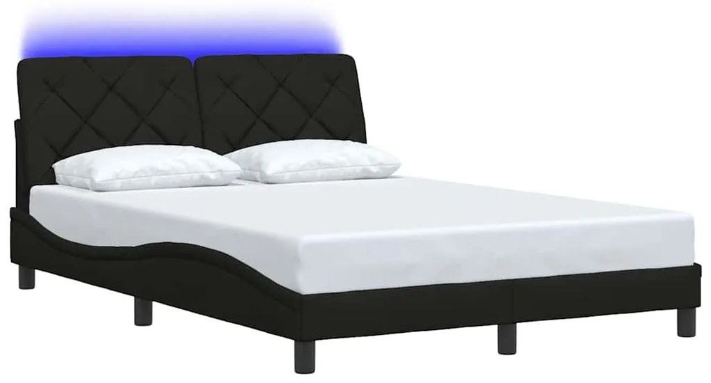 Estrutura de cama com LED sem colchão 120x200 cm tecido preto
