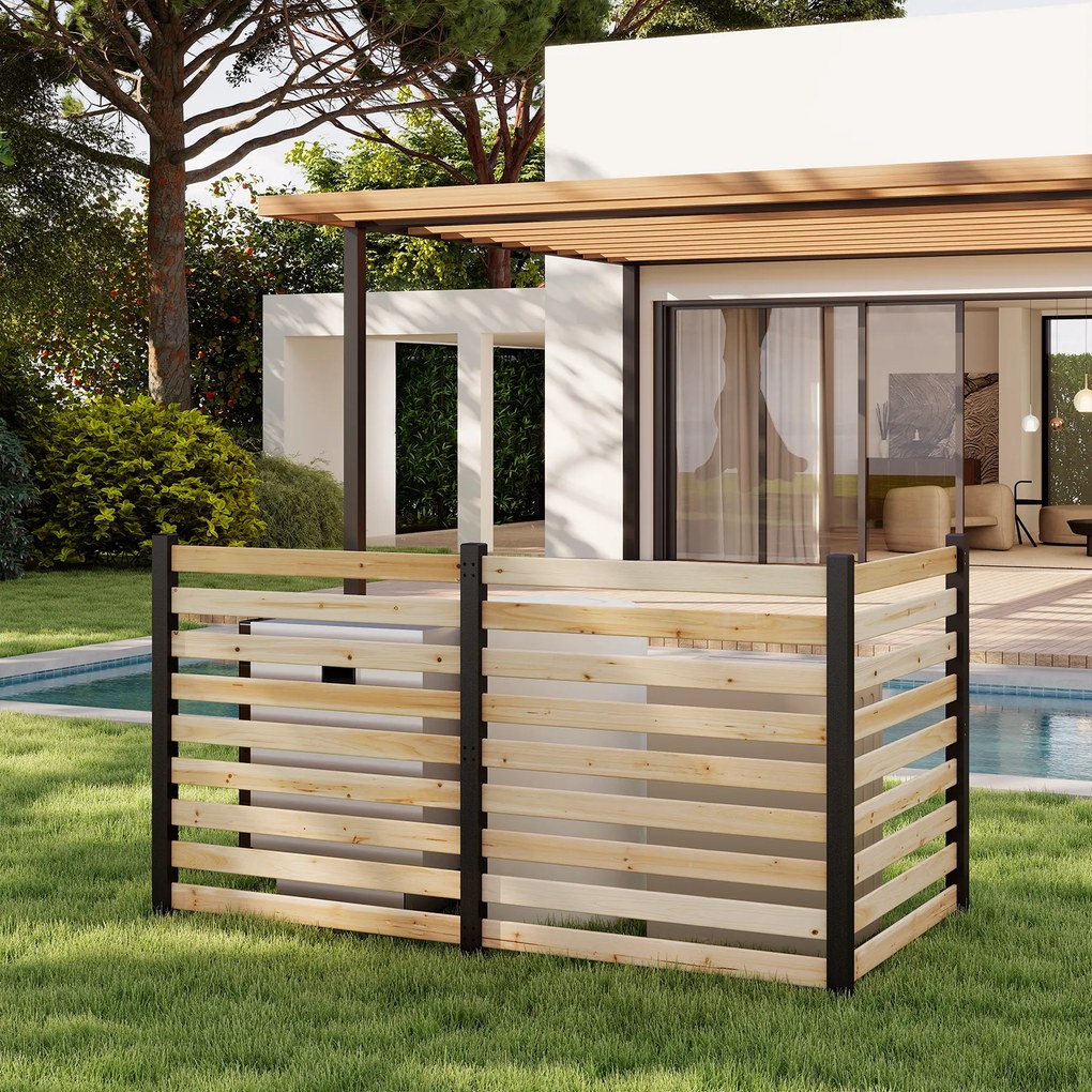 Conjunto de 3 Painéis de Vedação de Jardim, 98 x 107 cm, Instalação sem Escavação, Natural
