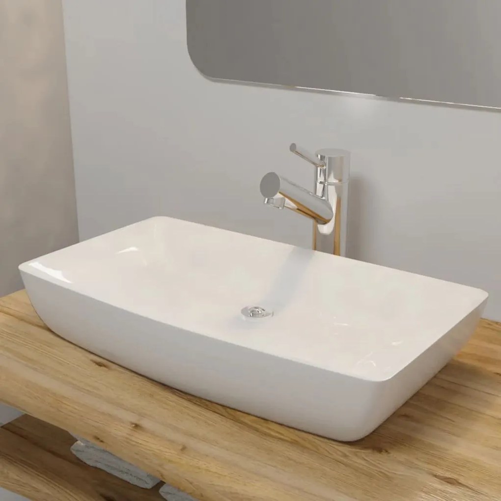140691 vidaXL Cuvete Cerâmica de luxo Retangular Branca 71 x 39 cm