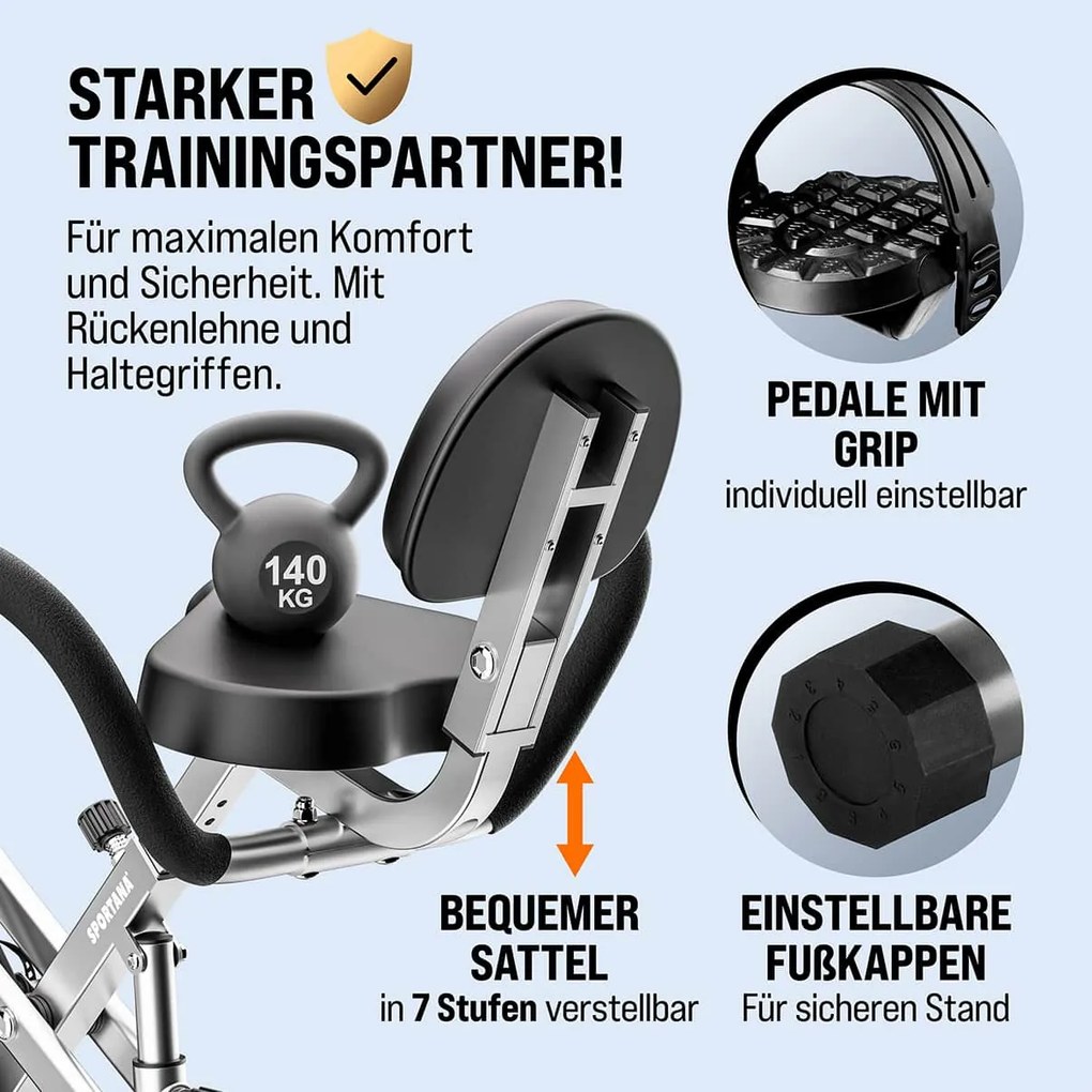 Bicicleta estática Eagle 3 dobrável com sensores de pulsação Antracite / Preto