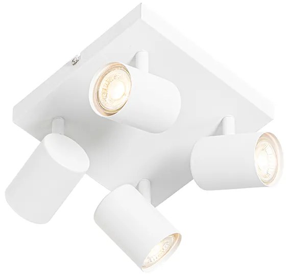 Plafon moderno branco 4-luzes quadrado ajustável - Jeana