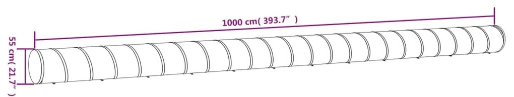 Túnel para cães Ø 55x1000 cm poliéster azul