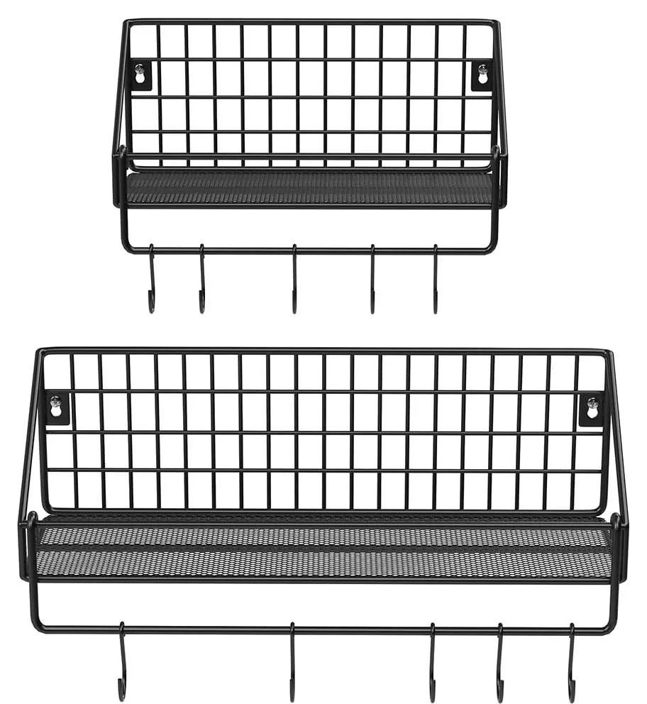 2 prateleiras cozinha de parede design industrial preto