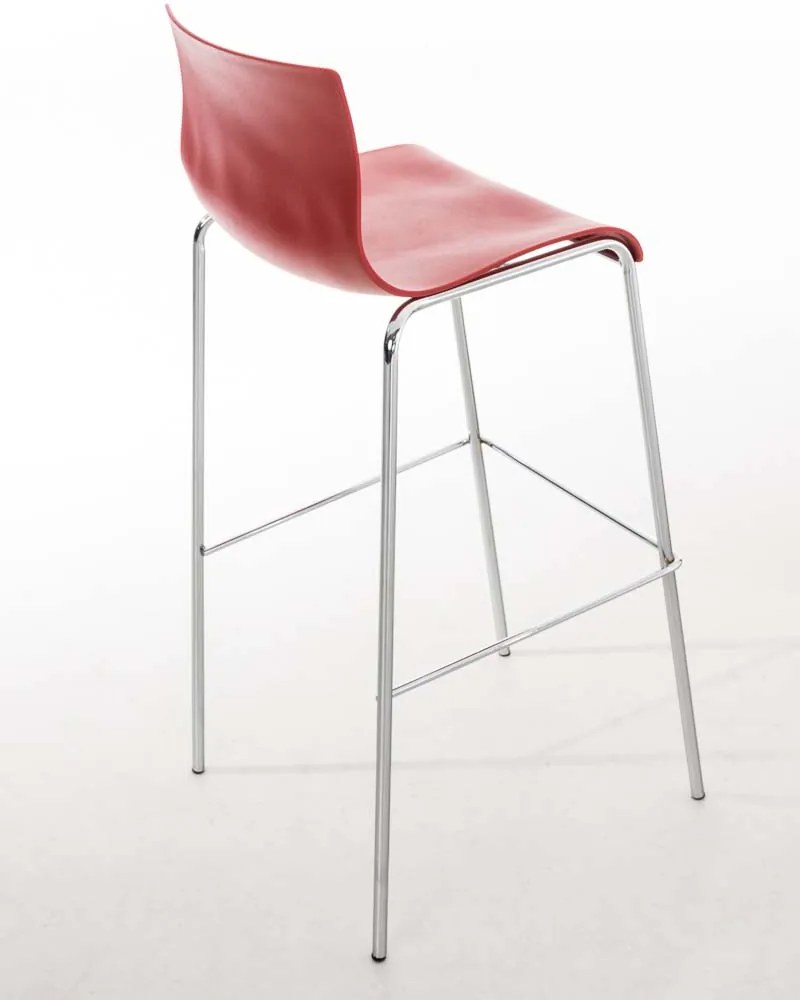 Banco de bar Hoover em plástico e com estrutura cromada 43 x 100 x 48 cm Vermelho