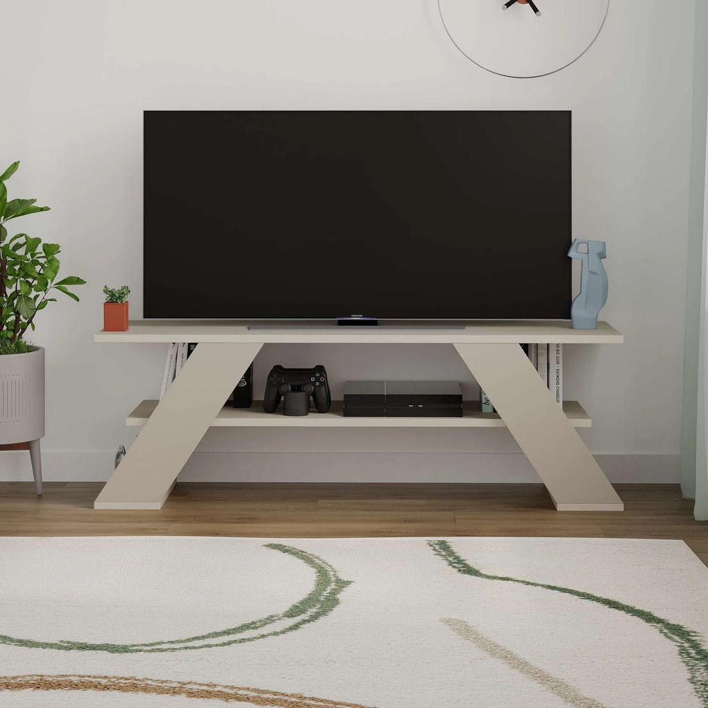 Móvel de TV "Luna" – Branco Areia – 120 x 40 x 33,5 cm – Design Modern