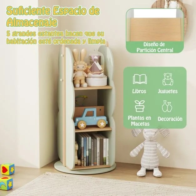Estante giratória 360° para brinquedos com 5 prateleiras Verde