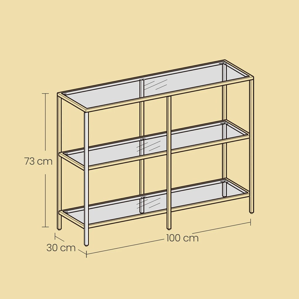 Mesa consola 100 x 30 x 73 cm (C x L x A) com 3 níveis Preto