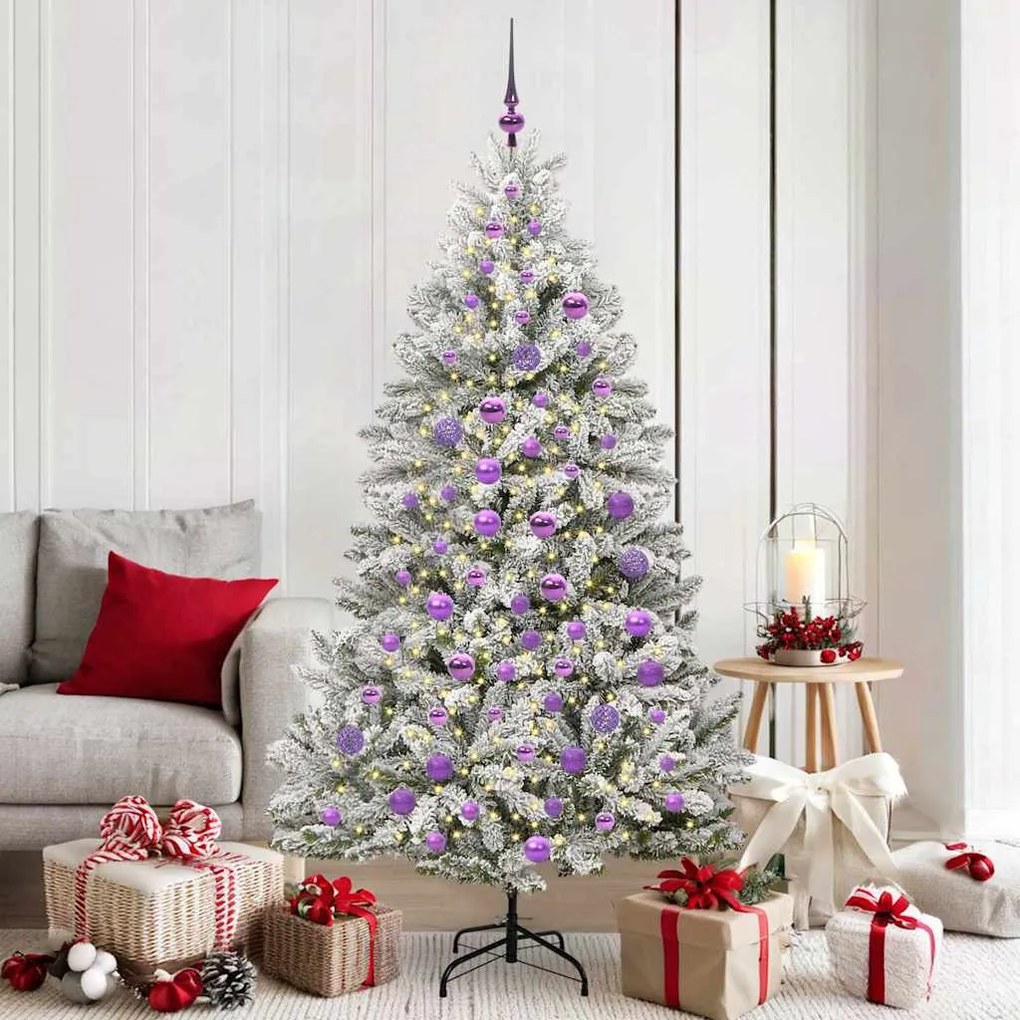 vidaXL Árvore de Natal Artificial Verde e Branco 180 cm PVC e Metal