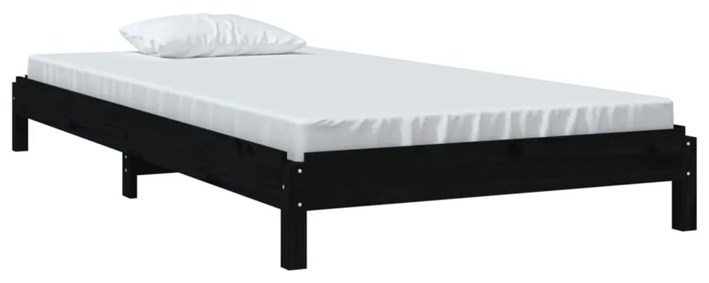 Cama empilhável 90 x 190 cm madeira de pinho maciça preto