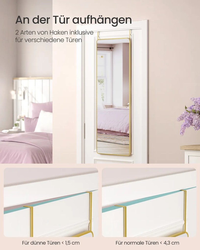 Espelho de corpo inteiro retangular 120 x 40 cm Dourado