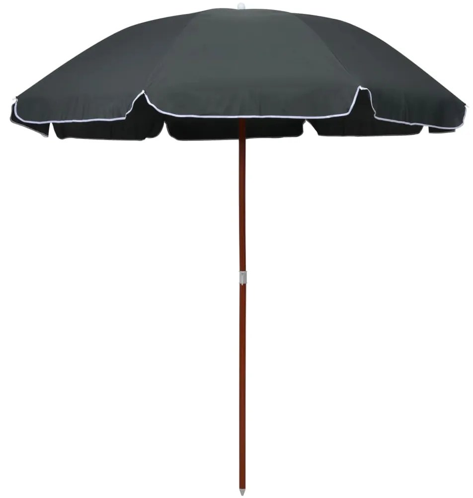 Guarda-sol de jardim com poste de aço 240 cm antracite