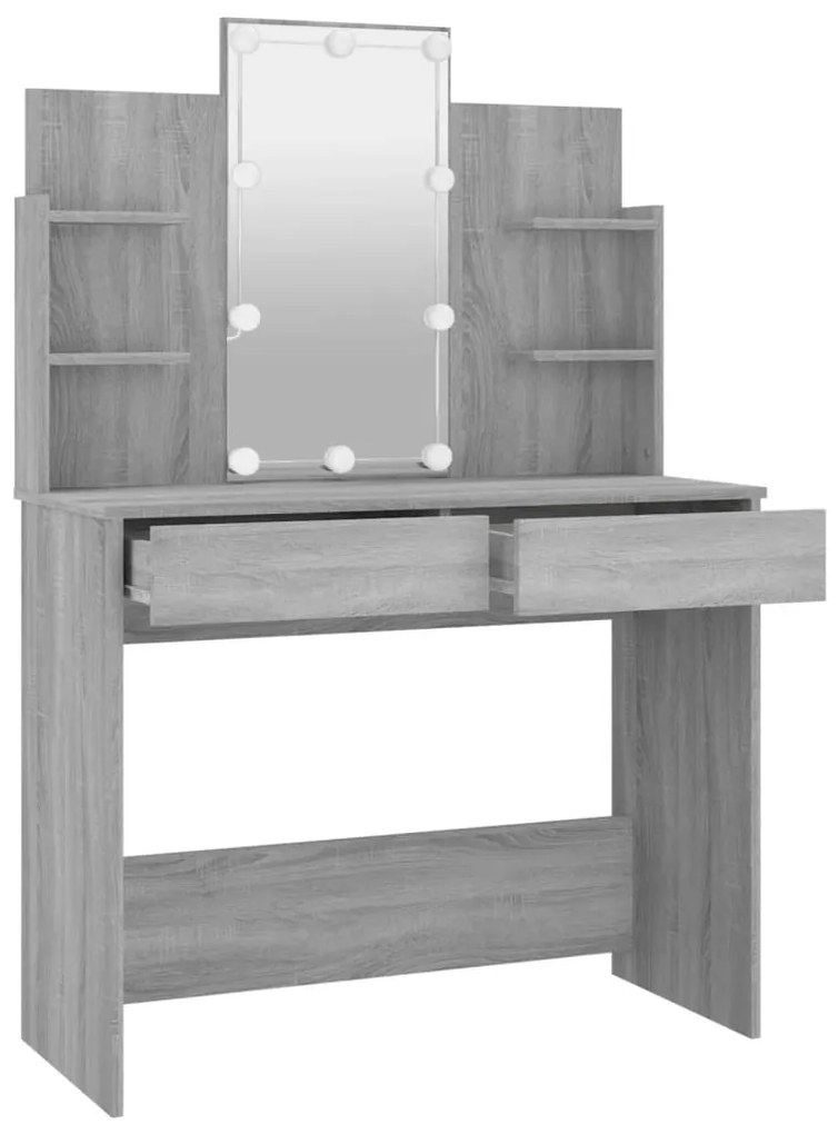 Toucador com LEDs 96x40x142 cm sonoma cinza