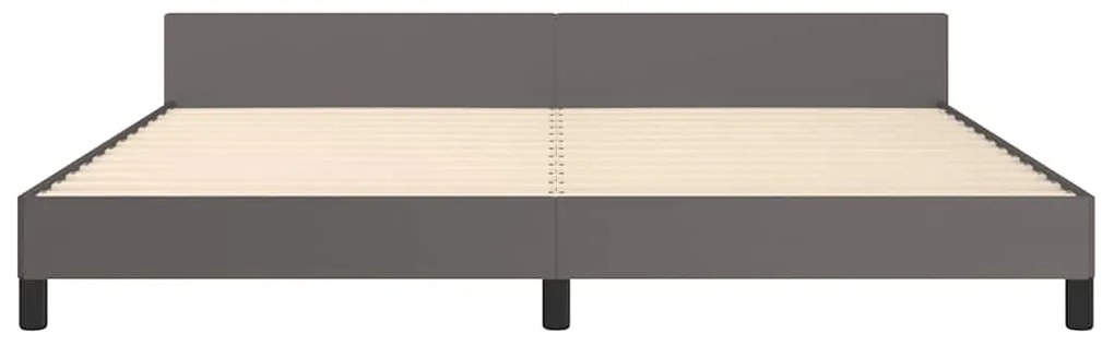 Estrutura cama c/ cabeceira sem colchão 200x200 cm cinzento