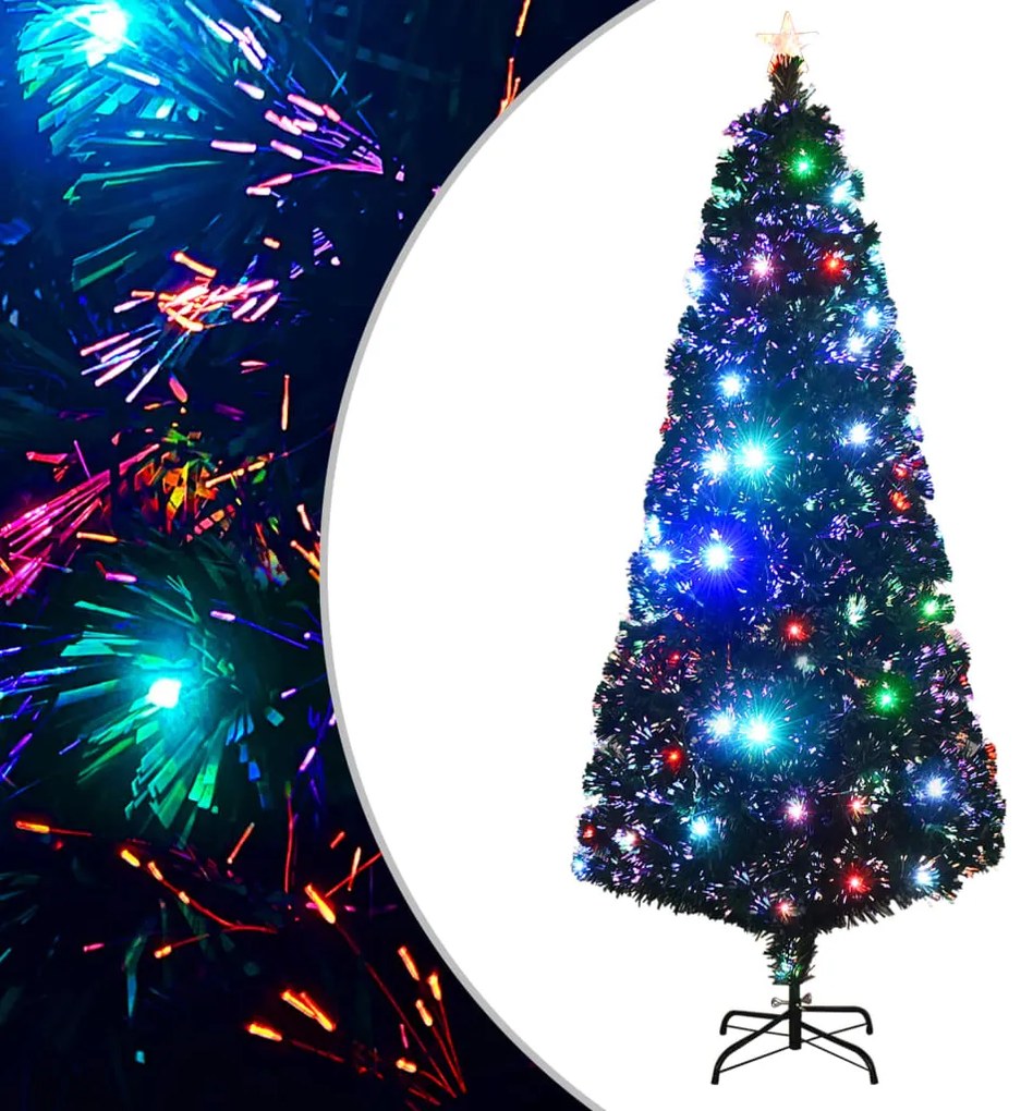 vidaXL Árvore de Natal pré-iluminada c/ suporte e LED 210 cm fibra ótica