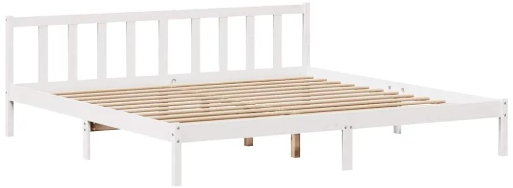 Cama sem colchão 200x200 cm madeira de pinho maciça branco