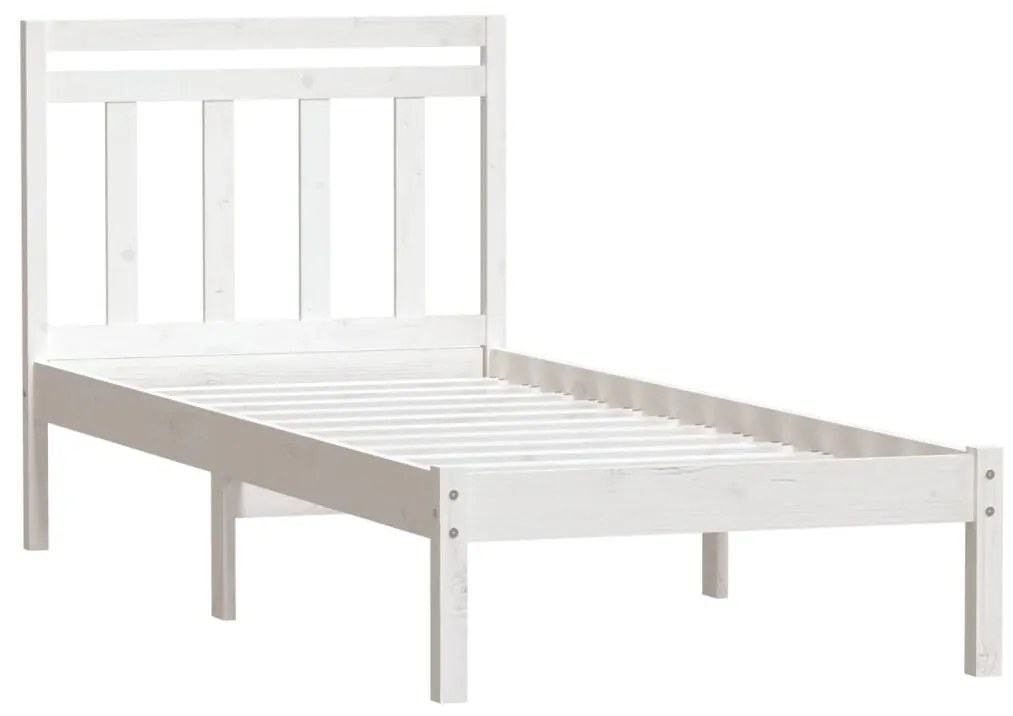 Estrutura cama pequena solteiro 75x190 cm madeira maciça branco