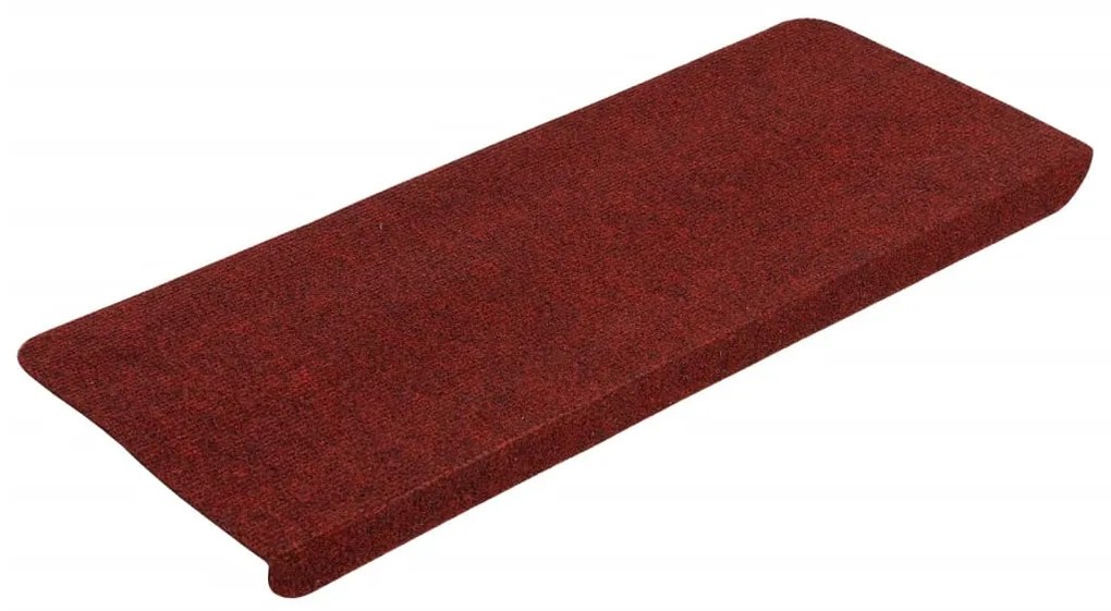 Tapetes de escada autoadesivos 15 pcs 65x24,5x3,5 cm vermelho