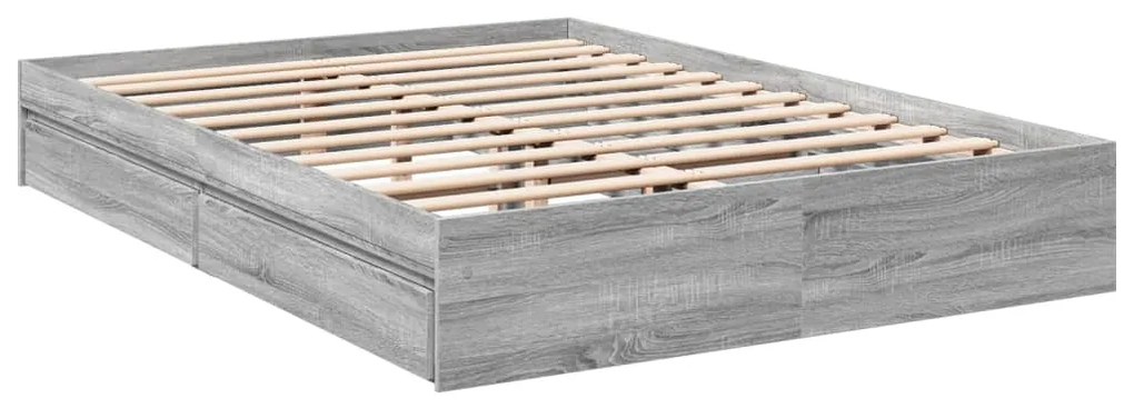 Estrutura de cama c/ gavetas derivados madeira cinza sonoma