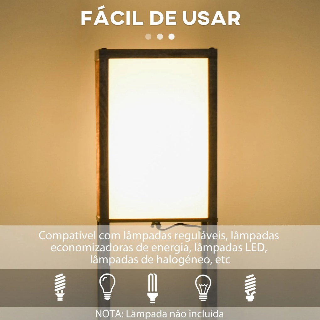 Candeeiro de Pé de Madeira com 3 Prateleiras para Lâmpada E27 Potência Máx. 40W 26x26x160 cm Castanho Rústico