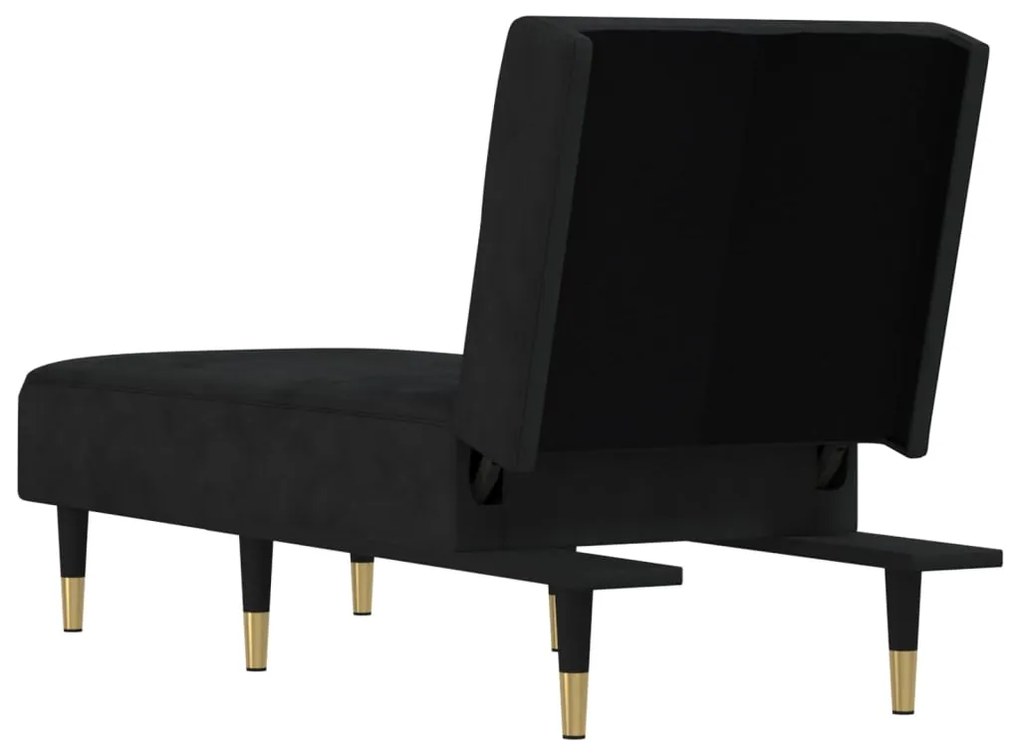 Chaise longue veludo preto