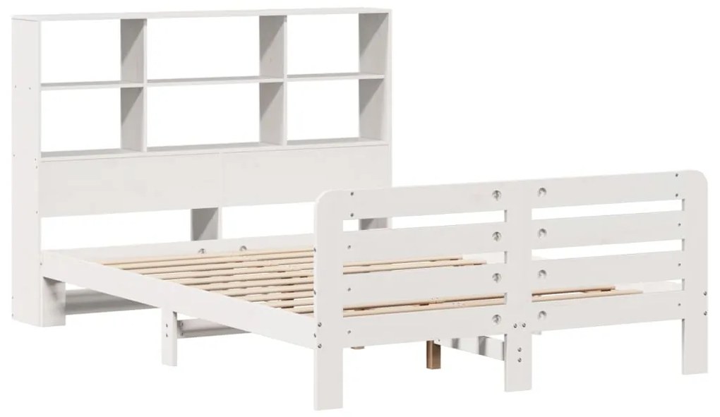 Cama sem colchão 140x200 cm madeira de pinho maciça branco