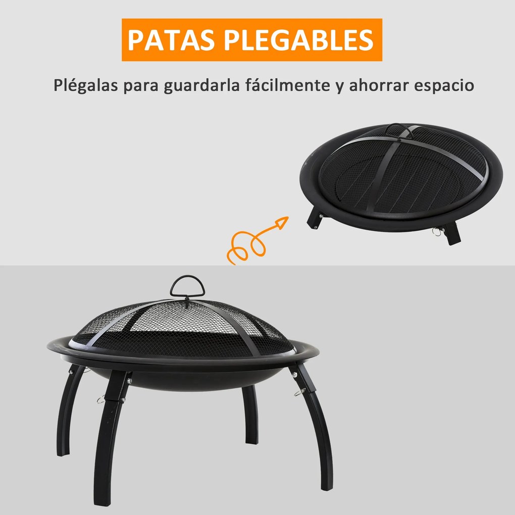 Outsunny Braseiro ao ar livre Ø56 cm Fogueira Portátil para aqueciment