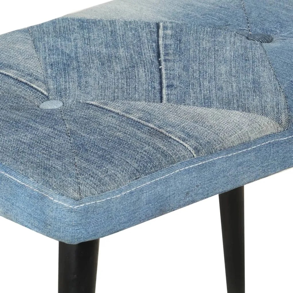 Cadeira de balanço com apoio de pés remendos lona azul denim