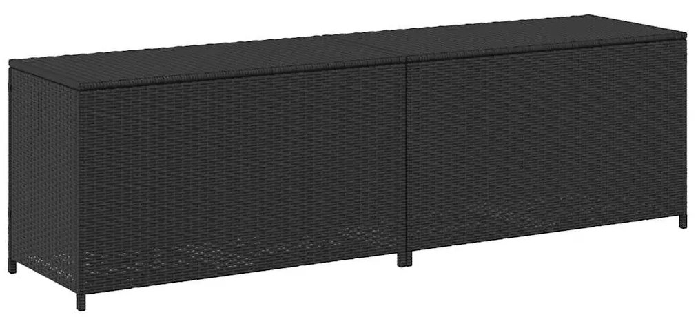 Caixa de arrumação para jardim 200x50x60 cm vime PE preto