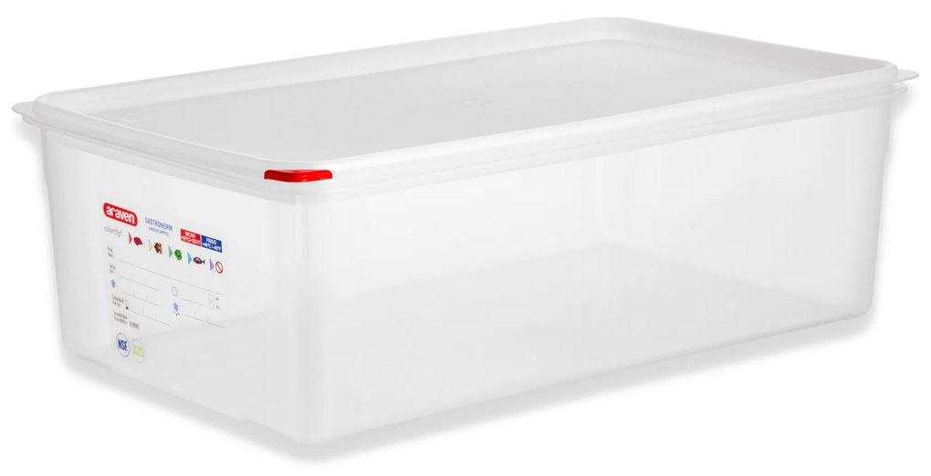 Caixa Hermética Polipropileno Tampa Branca Gn1/1 20.5L 53X32.5X15cm