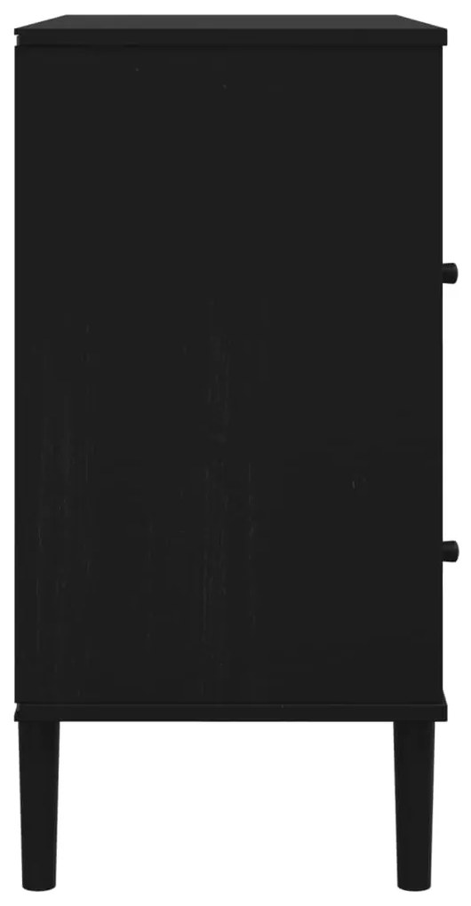 Aparador SENJA aspeto de vime 80x40x80 cm pinho maciço preto