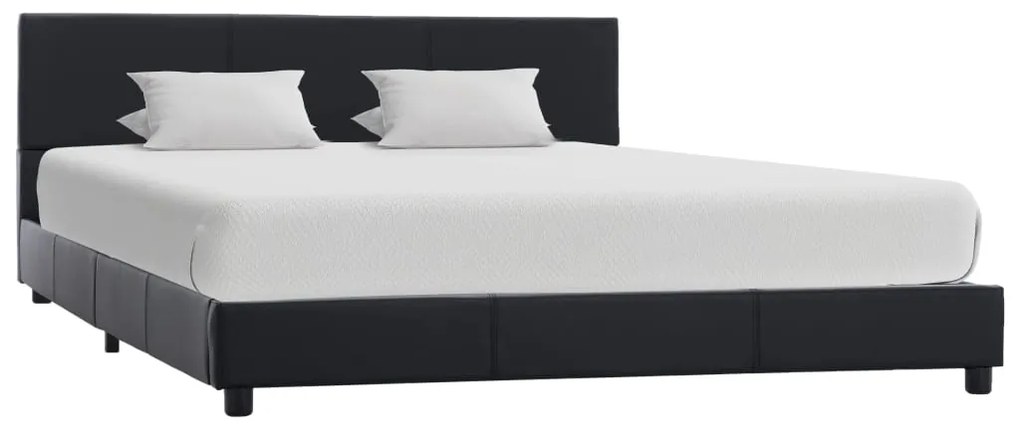 Estrutura de cama 140x200 cm couro artificial preto