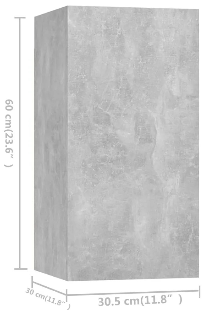 4 pcs conjunto de móveis de TV contraplacado cinzento cimento