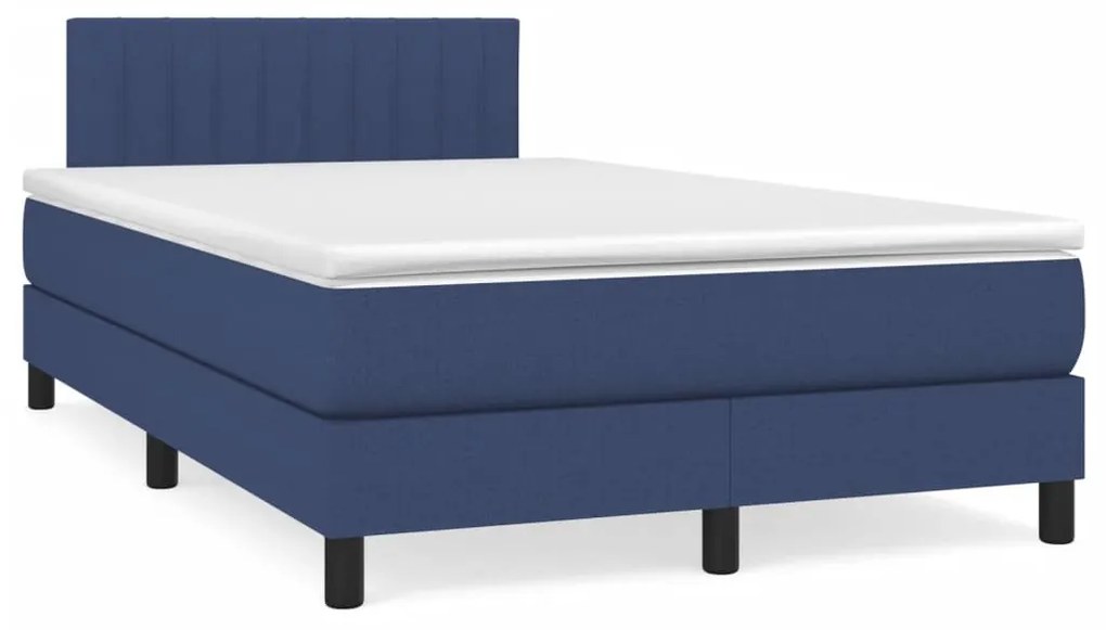 vidaXL Cama boxspring com colchão 120x190 cm tecido azul