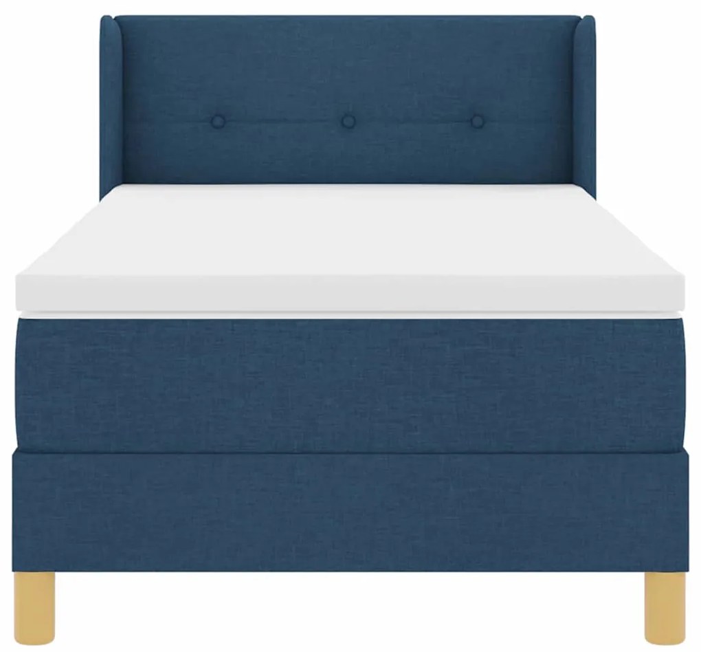 Cama Box Spring com Colchão Azul, 80 x 200 cm, Tecido
