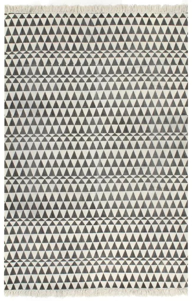 246550 vidaXL Tapete Kilim em algodão 160x230 cm com padrão preto/branco