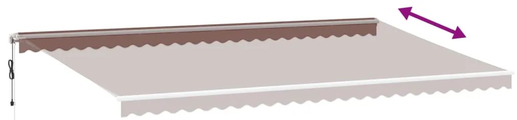 Toldo retrátil automático com luz LED 600x350 cm castanho