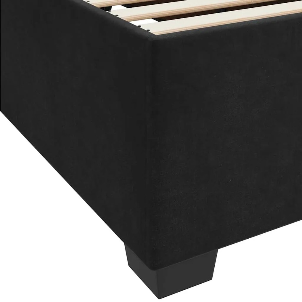 Estrutura de cama com colchão Outros Preto 160 x 200 cm Veludo