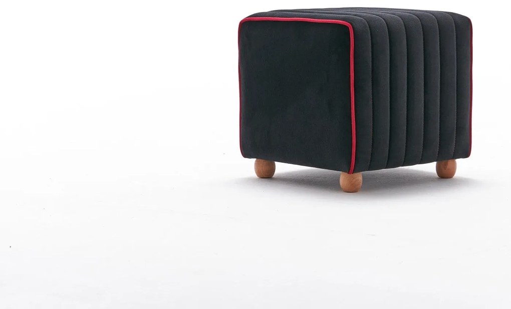 Pouffe Mona – Anthracite &amp; Rosa – 40x40x40 cm
