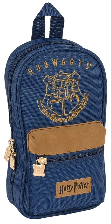 Mochila com Estojo Harry Potter Magical Castanho Azul Marinho (12 X 23 X 5 cm) (33 Peças)