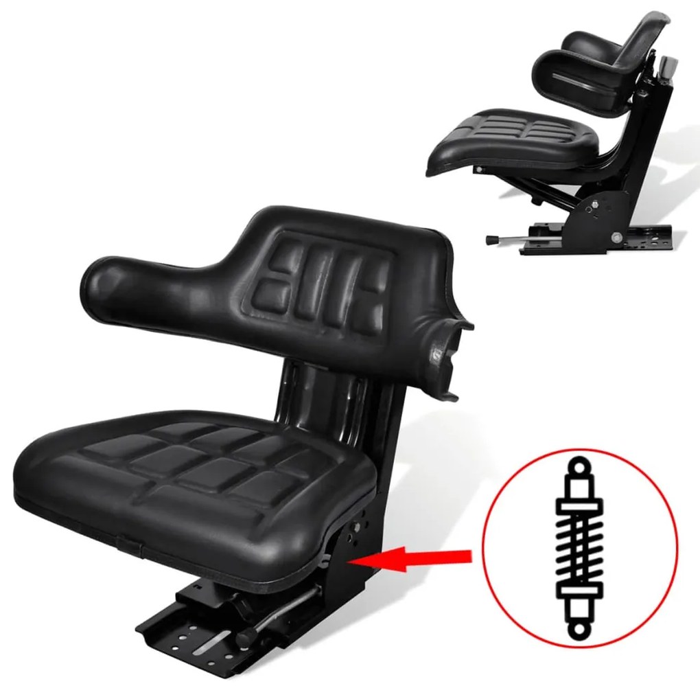 Assento de trator com suspensão, preto