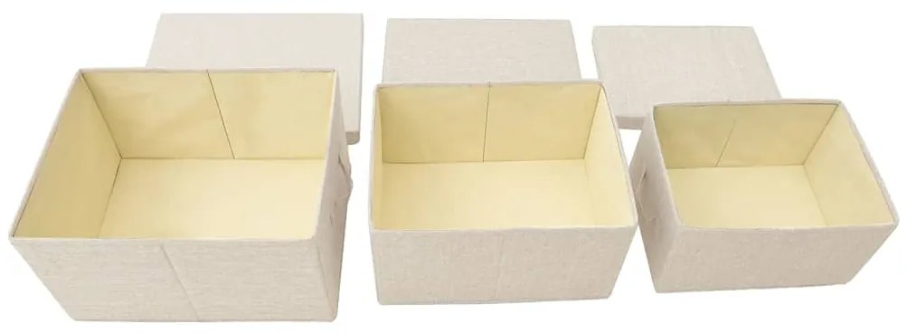 Conjunto caixas de arrumação empilháveis 3 pcs tecido cor creme